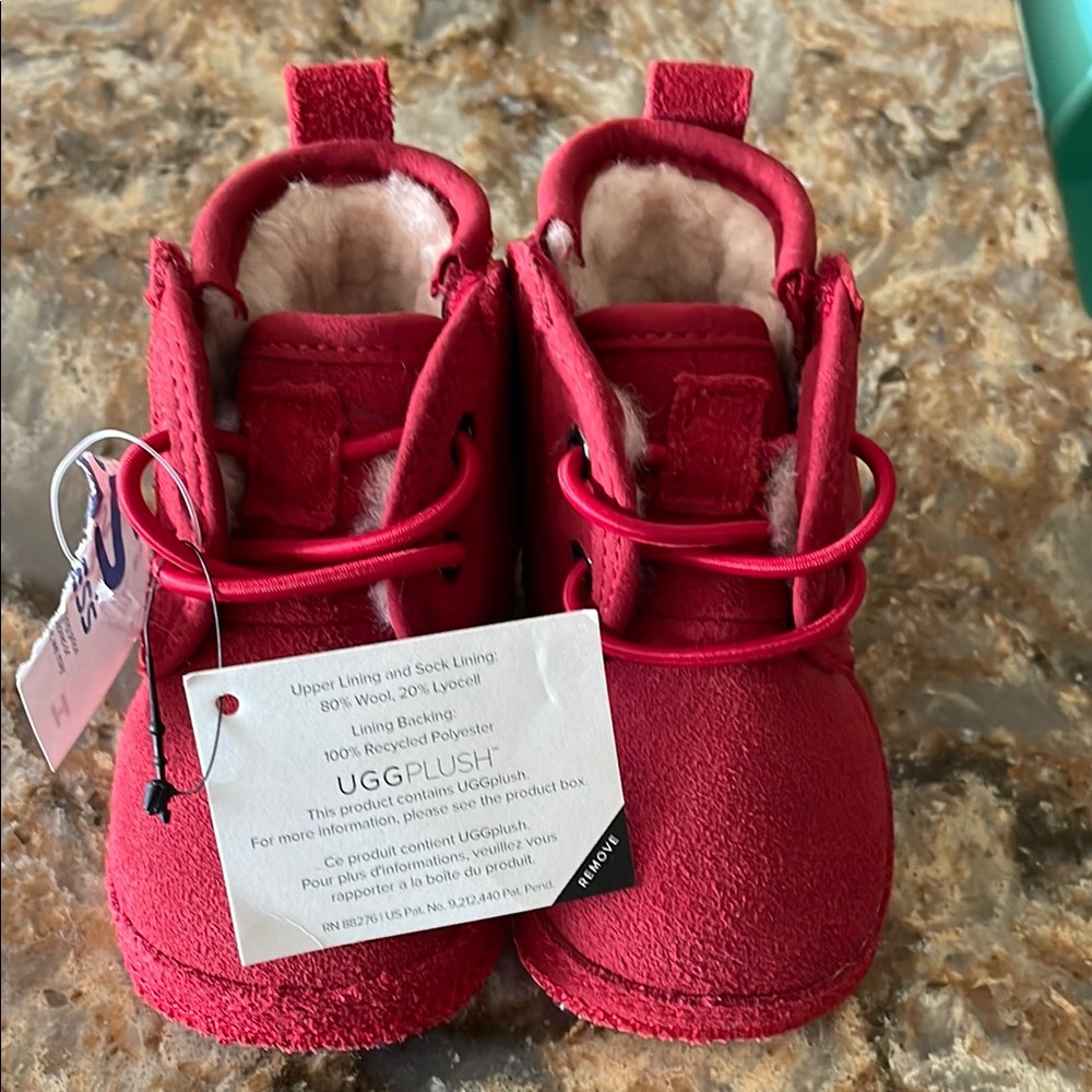 UGG Kids Red Suede Nuemel Boots Baby 0-1